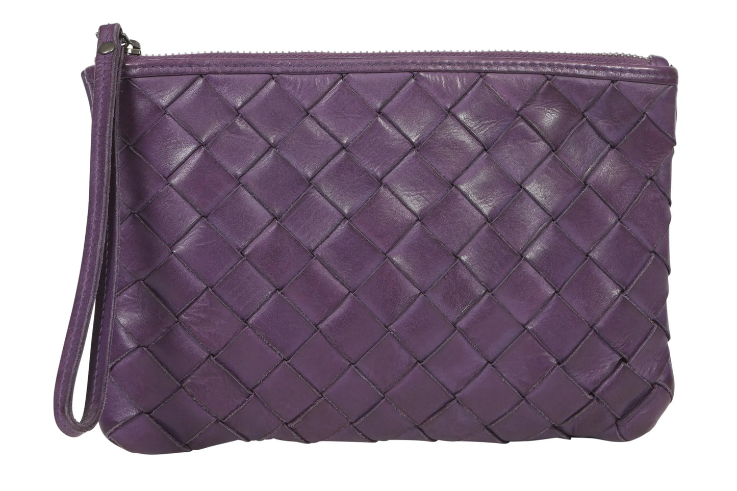 Leather Front Lattice Wristlet