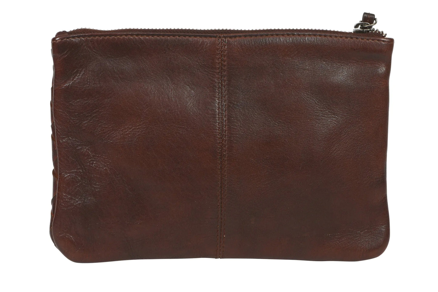 Leather Front Lattice Wristlet