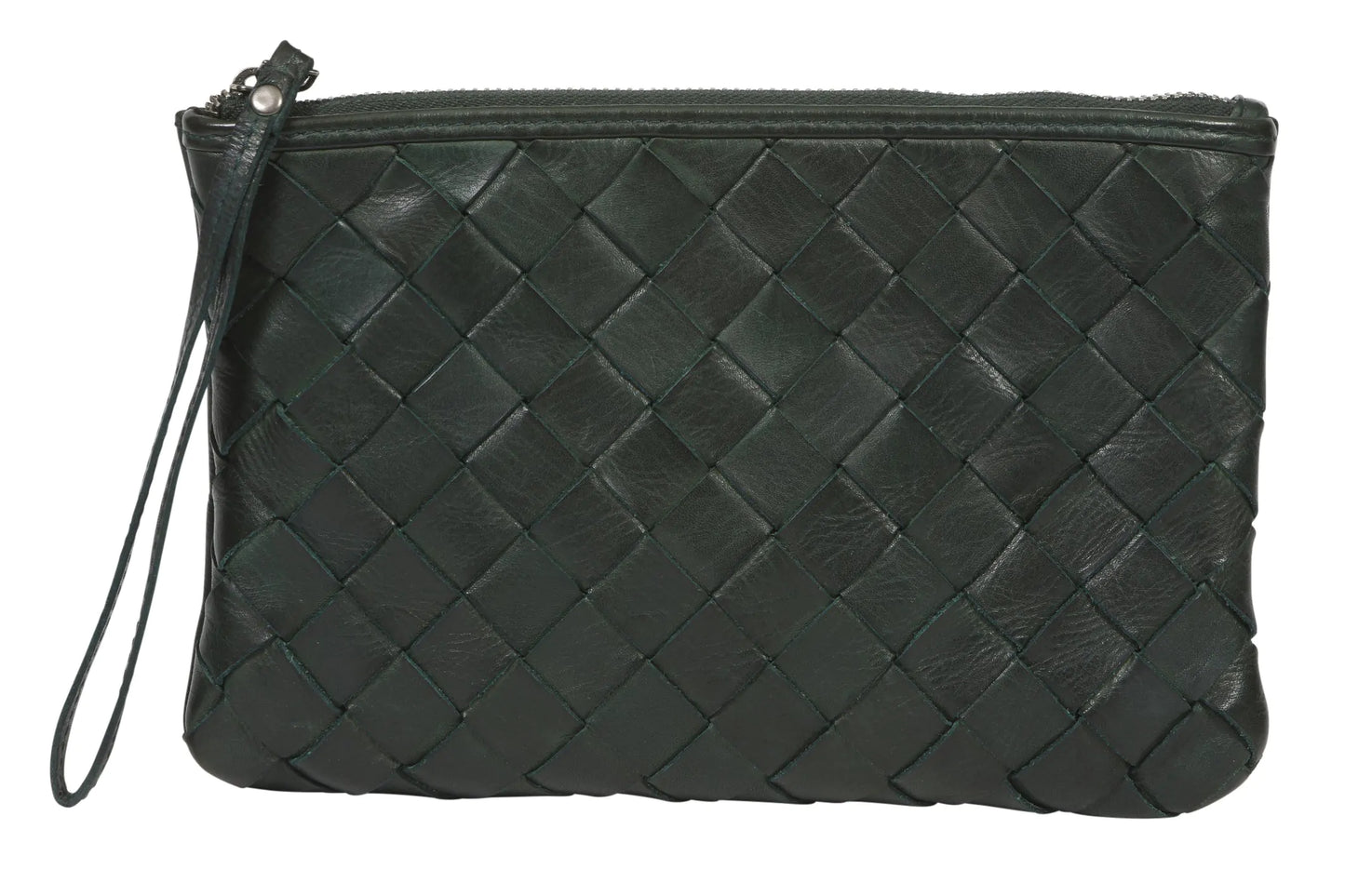 Leather Front Lattice Wristlet
