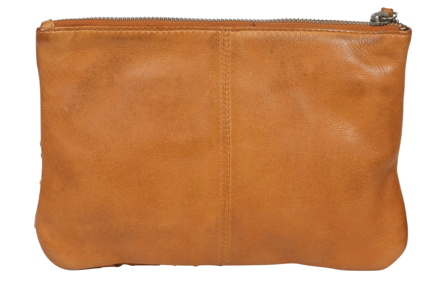 Leather Front Lattice Wristlet