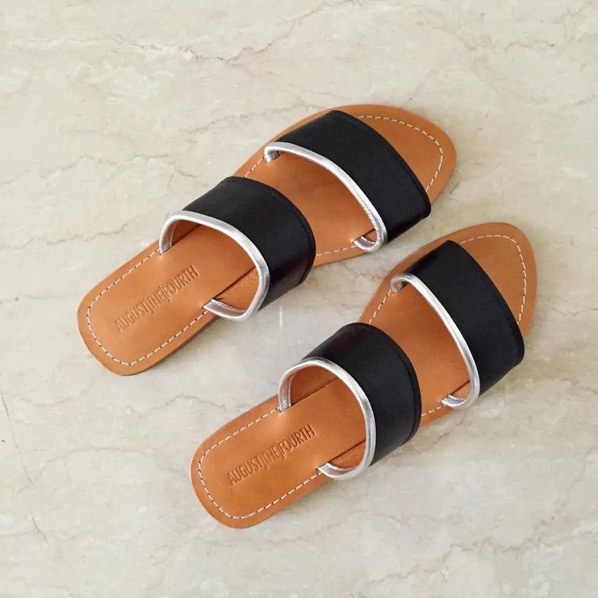 Capri Slides - Black Silver