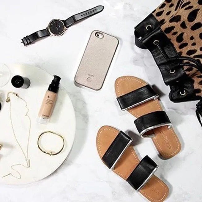 Capri Slides - Black Silver