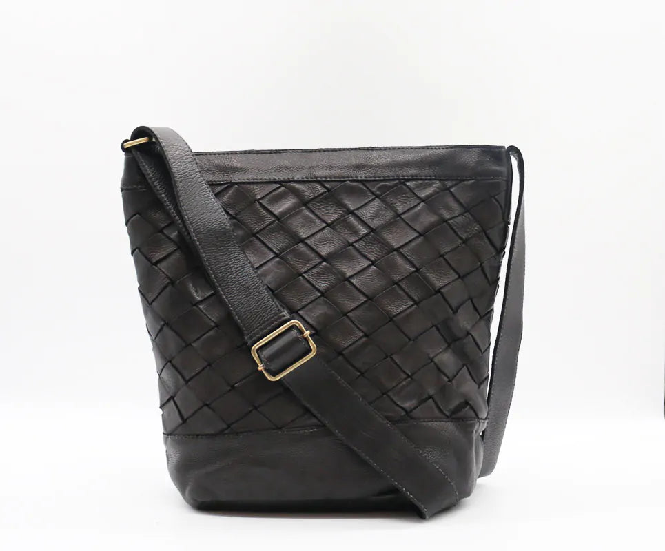 Basket Weave Bucket Bag