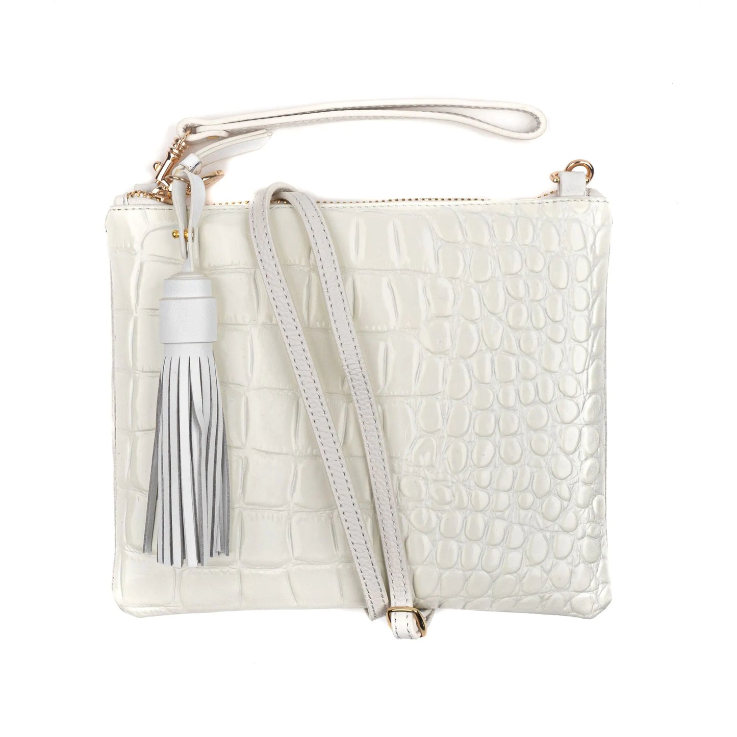 Mickey White Croc Clutch