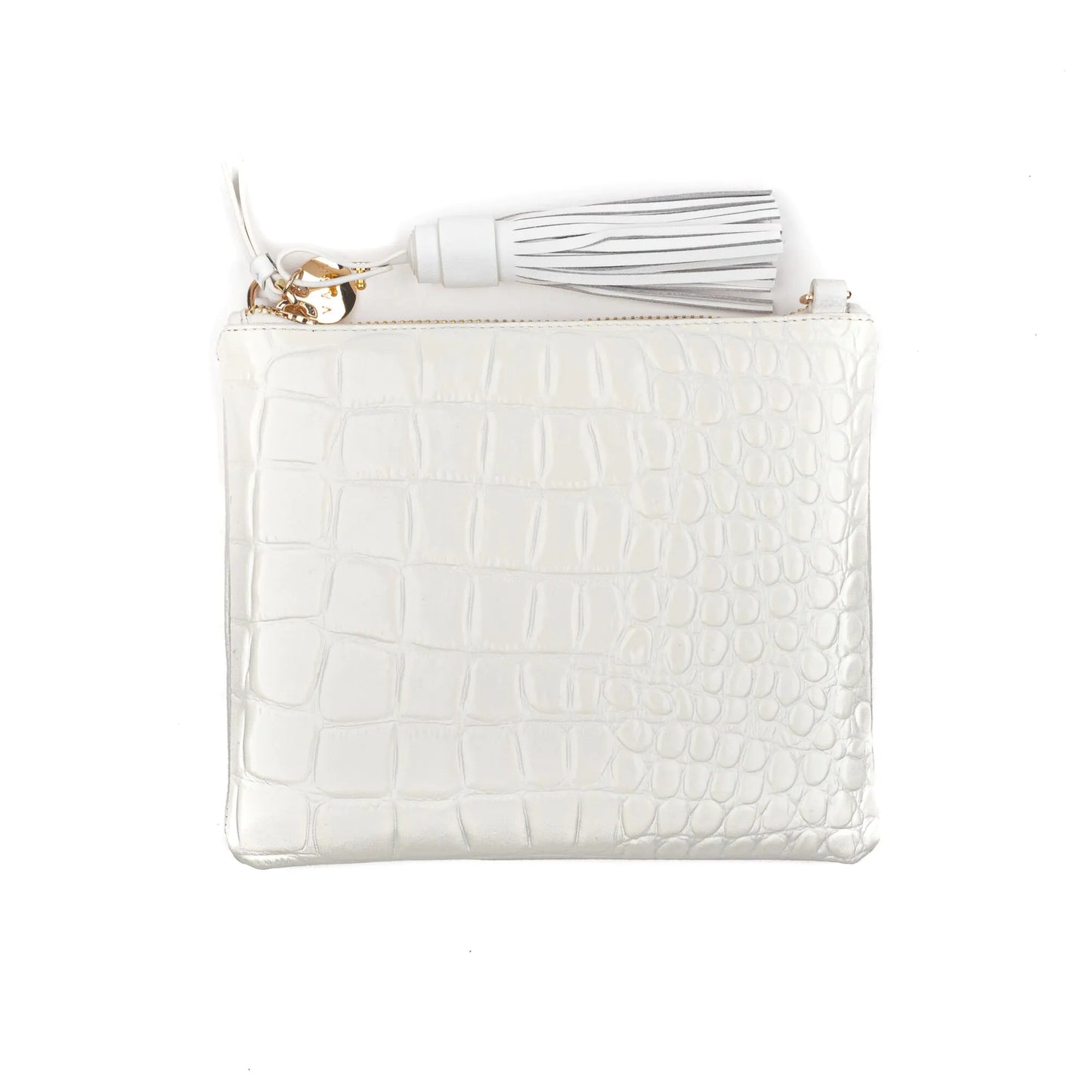 Mickey White Croc Clutch