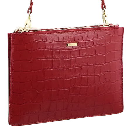 Morrissey Croc Embossed Italian Leather Crossbody Clutch