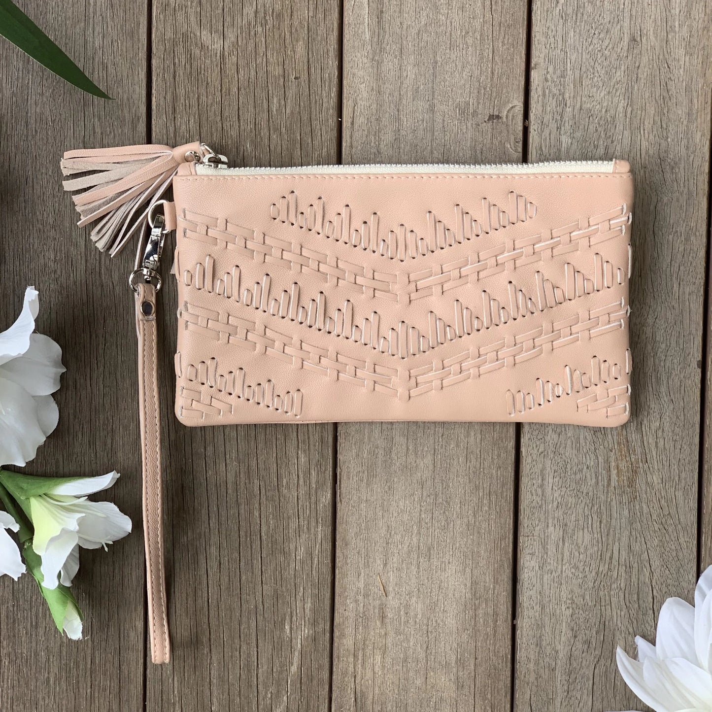 Stitch Tassel Clutch