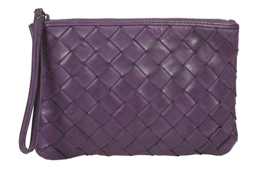 Leather Front Lattice Wristlet
