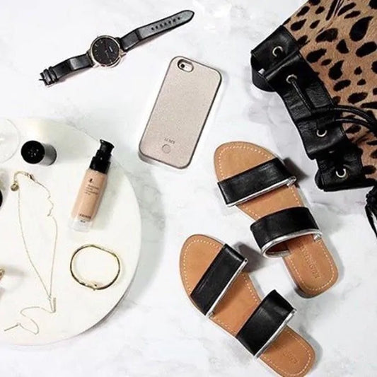 Capri Slides - Black Silver