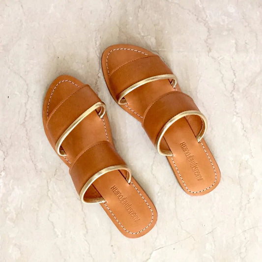 Capri Slides - Tan Gold