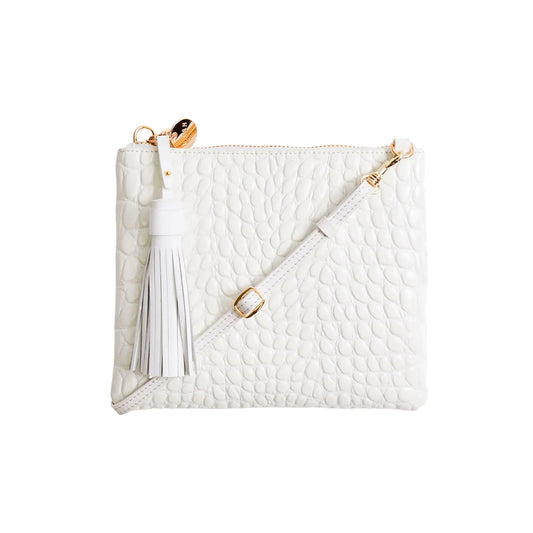 Mickey White Croc Clutch