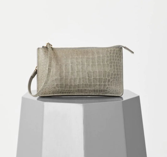 Polaris Grey Croc Wristlet