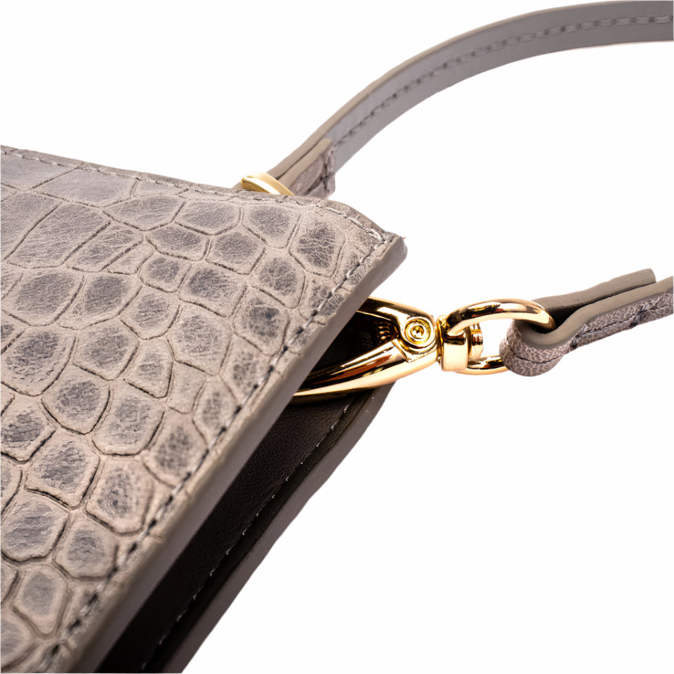 Polaris Grey Croc Wristlet
