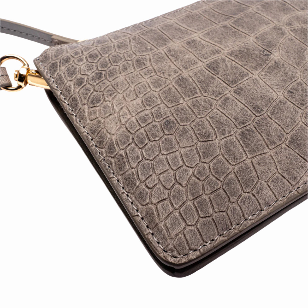 Polaris Grey Croc Wristlet