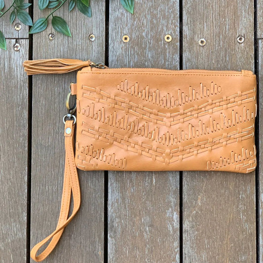 Stitch Tassel Clutch